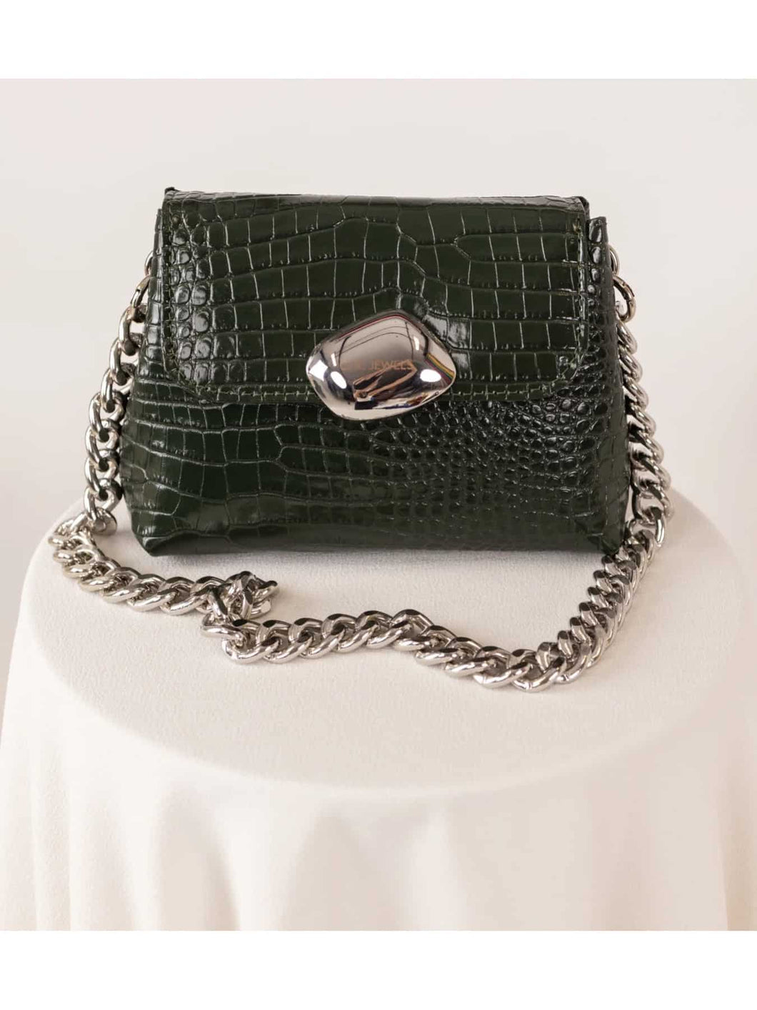 MAYA MINIBAG (dark green croco genuine leather)